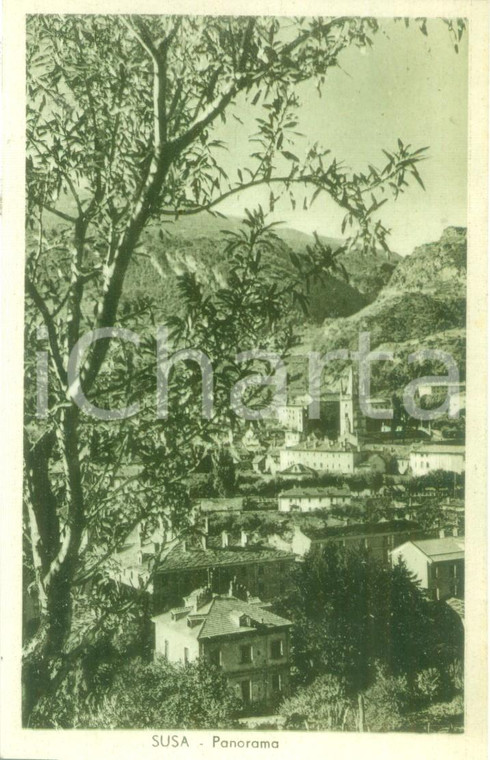 1935 ca SUSA (TO) Panorama della città dalla collina *Cartolina FP NV