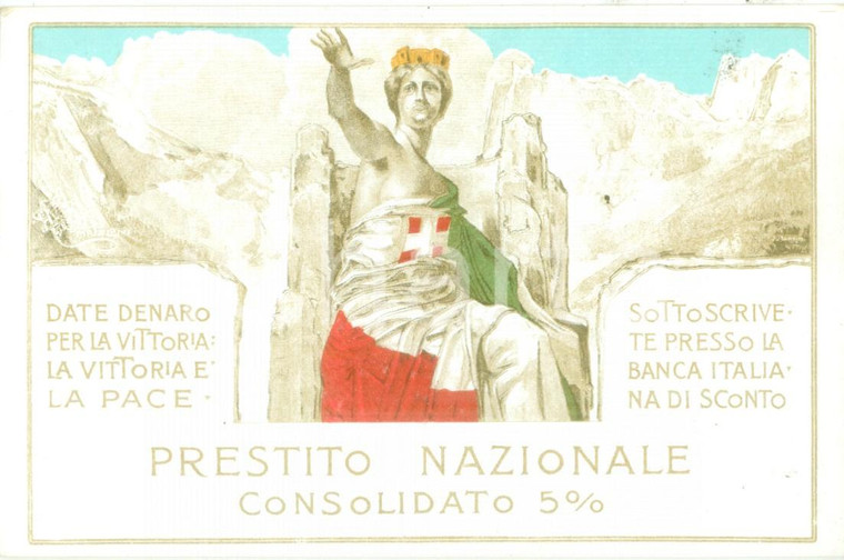 1915 ca PROPAGANDA WW1 Prestito Nazionale Consolidato per la Vittoria Cartolina