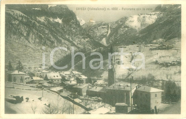 1935 CHIESA IN VALMALENCO (SO) Panorama con la neve *Cartolina FP VG