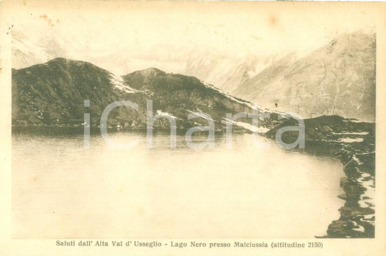 1928 USSEGLIO (TO) Il Lago Nero presso MALCIAUSSIA Cartolina FP VG