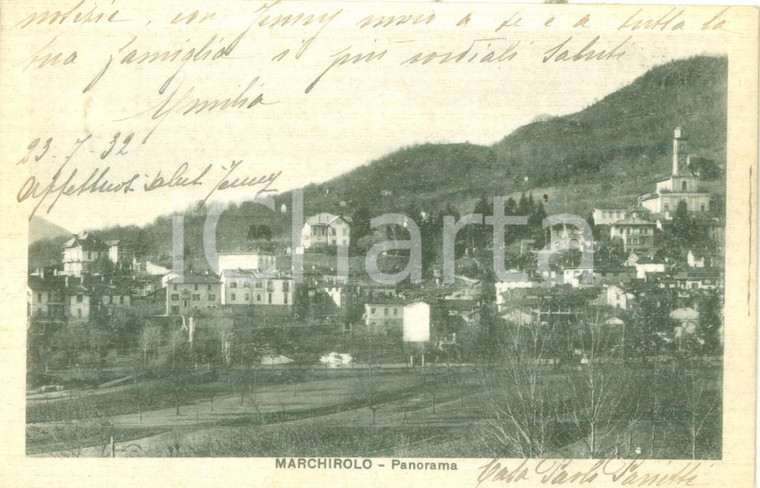 1932 MARCHIROLO (VA) Panorama del paese dai campi Cartolina FP VG