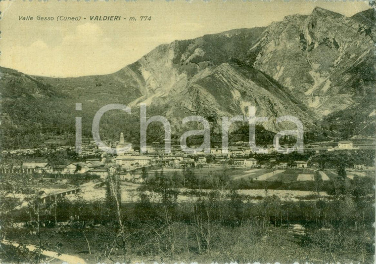 1957 VALDIERI (CN) Panorama del paese in Valle GESSO Cartolina FG VG