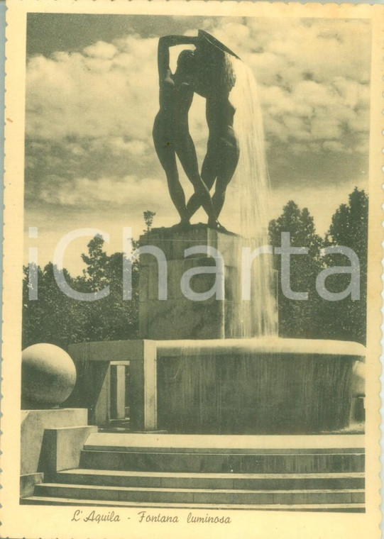 1966 L'AQUILA La fontana luminosa Cartolina postale FG VG
