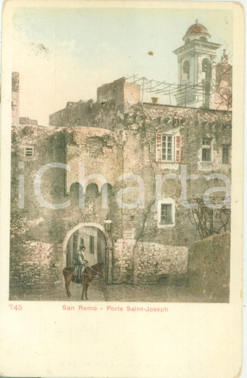 1900 ca SANREMO (IM) A cavallo alla Porta di SAN GIUSEPPE *Cartolina FP NV