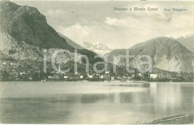 1902 BAVENO (VB) Panorama con Monte LEONE e Lago Maggiore *Cartolina FP VG