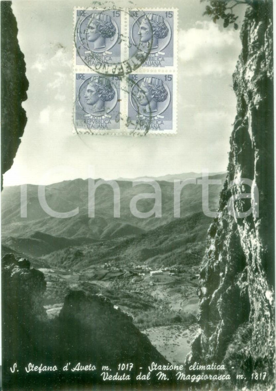 1958 SANTO STEFANO D'AVETO (GE) Panorama dal Monte MAGGIORASCA *Cartolina FG VG
