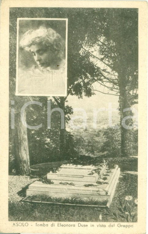 1930 ca ASOLO (TV) Tomba di Eleonora DUSE in vista del GRAPPA *Cartolina FP NV