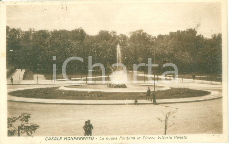 1929 CASALE MONFERRATO (AL) Nuova Fontana in Piazza VITTORIO VENETO Cartolina FP