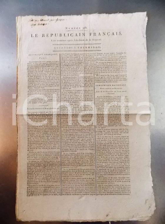 1795 LE REPUBLICAIN FRANCAIS Gazette REVOLUTION n° 968 Evénements AURAI QUIBERON