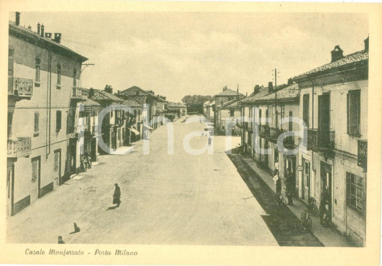 1940 ca CASALE MONFERRATO (AL) Veduta di Porta MILANO *Cartolina ANIMATA FG NV