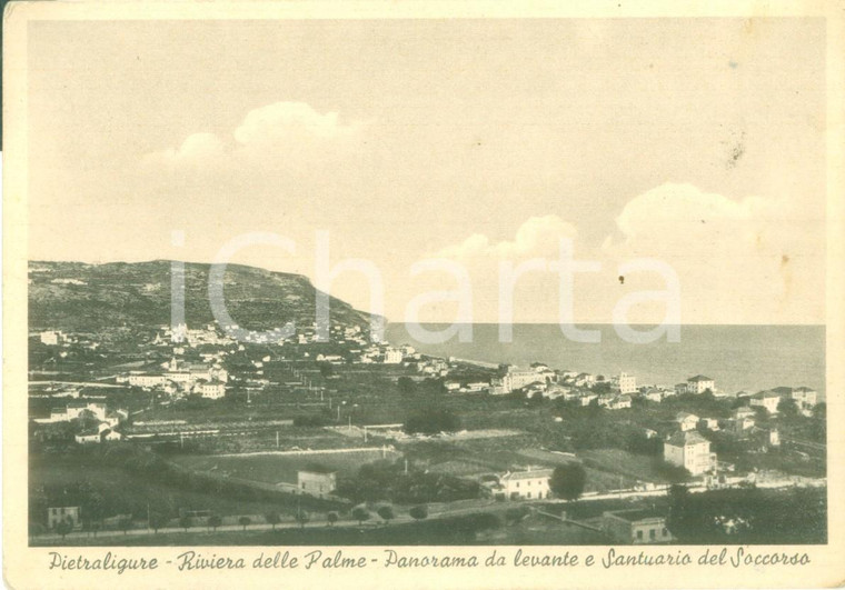 1950 PIETRA LIGURE (SV) Panorama da Levante Santuario del Soccorso *Cartolina FG