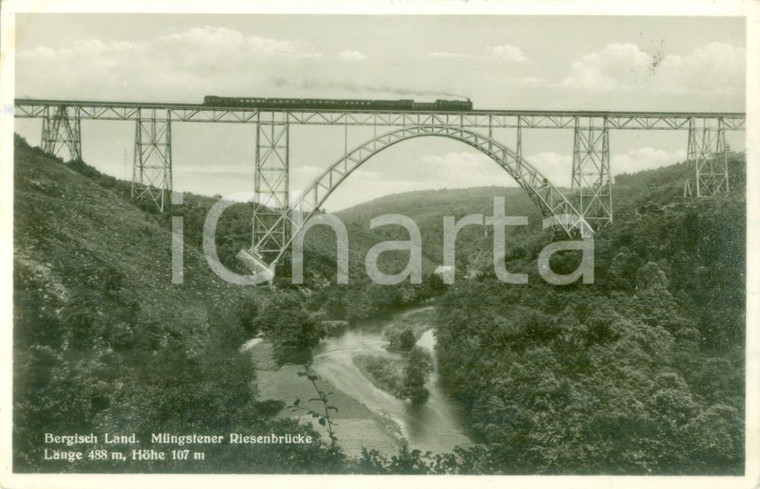 1958 BERGISH LAND (GERMANIA) Treno a vapore sul ponte sospeso *Cartolina FP VG