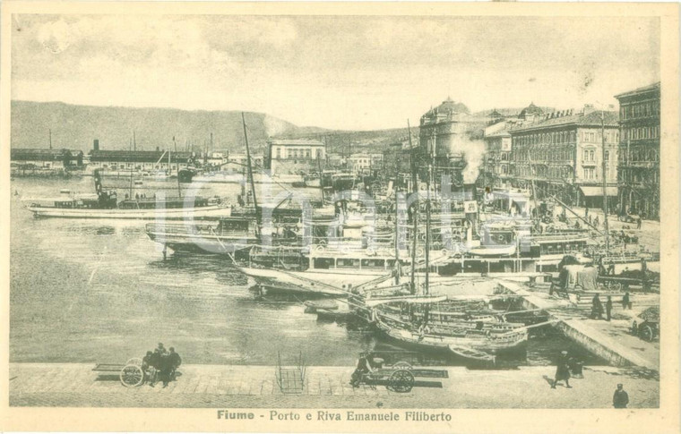 1935 ca FIUME (CROAZIA) Porto e Riva Emanuele Filiberto Cartolina FP NV