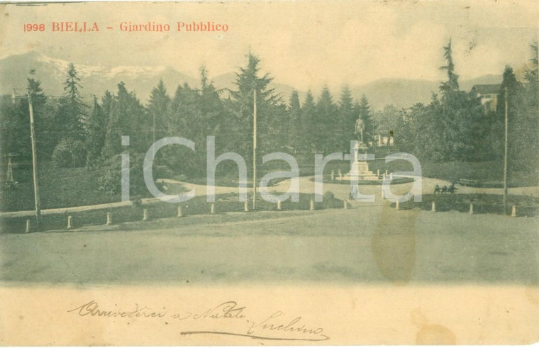1904 BIELLA Monumento a LAMARMORA ai Giardini pubblici *Cartolina FP VG