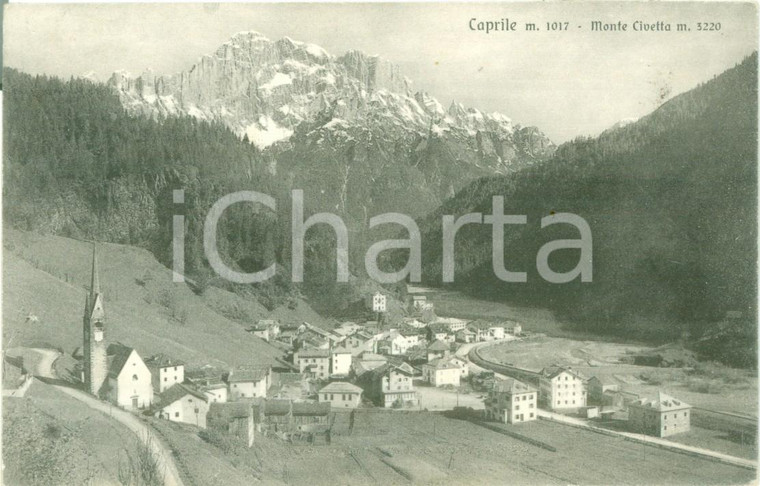 1938 CAPRILE (BI) Panorama con il Monte CIVETTA *Cartolina FP VG