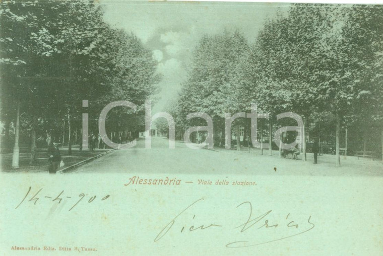 1900 ALESSANDRIA Scorcio del Viale della stazione *Cartolina FP VG