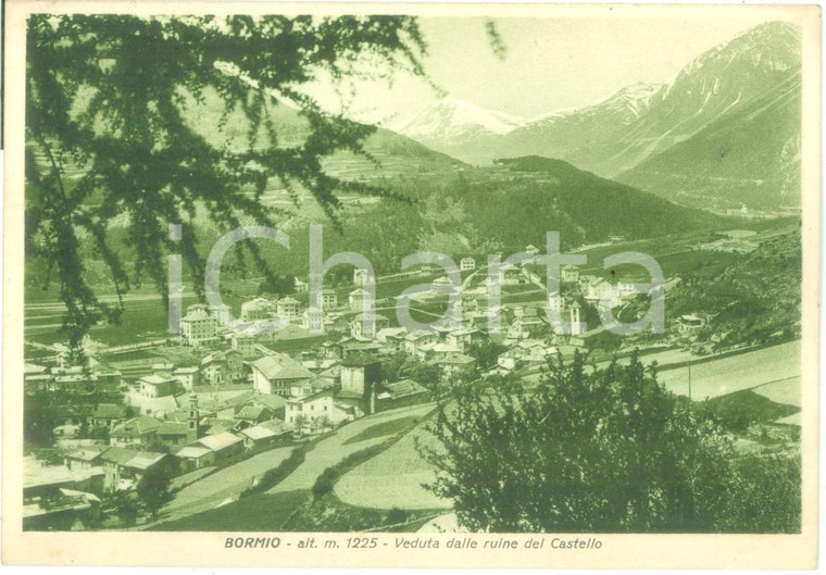 1942 BORMIO (SO) Veduta dalle ruine del Castello Cartolina FG VG