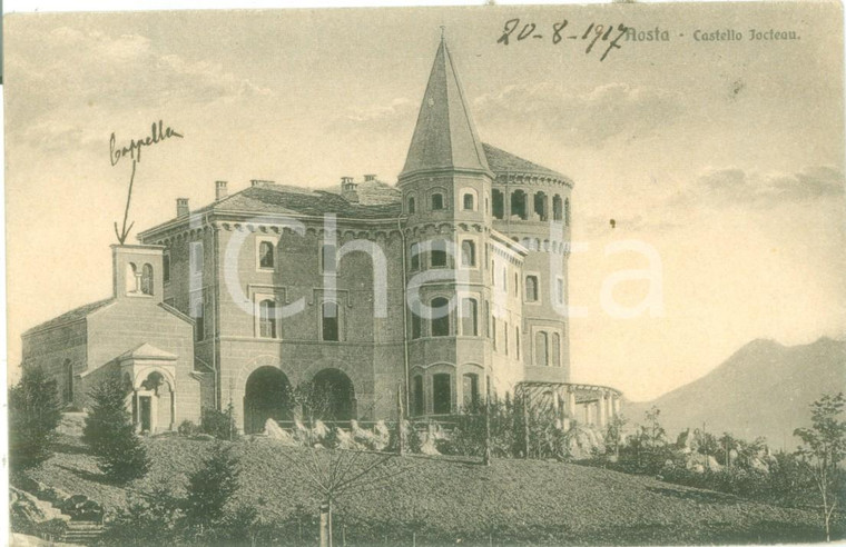 1917 AOSTA Veduta del Castello JOCTEAU *Cartolina postale FP VG