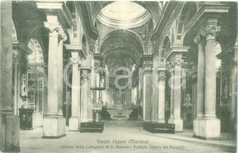 1935 FINALE LIGURE Interno della Collegiata di San Giovanni Battista *Cartolina