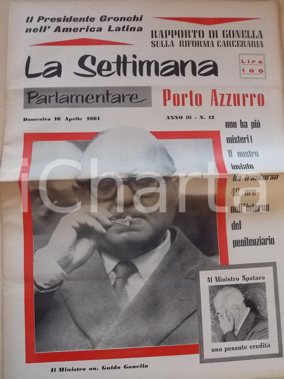 1961 LA SETTIMANA PARLAMENTARE Guido GONELLA e la riforma carceraria *n°12