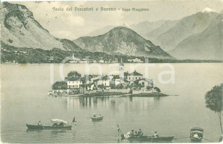 1913 BAVENO (VB) Barche sul lago all'Isola dei Pescatori *Cartolina FP VG