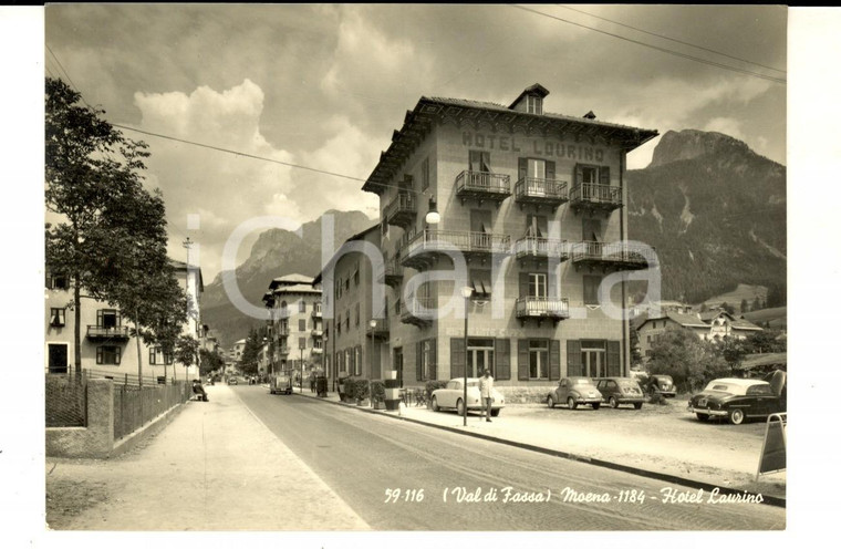 1960 ca MOENA (TN) Veduta con l'hotel LAURINO *Cartolina VINTAGE FG