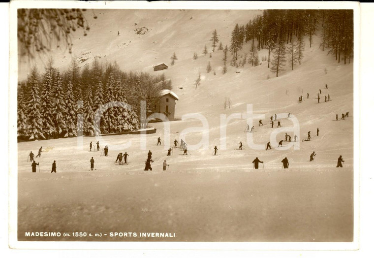 1938 MADESIMO (SO) Veduta delle piste da sci *Cartolina ANIMATA FG VG