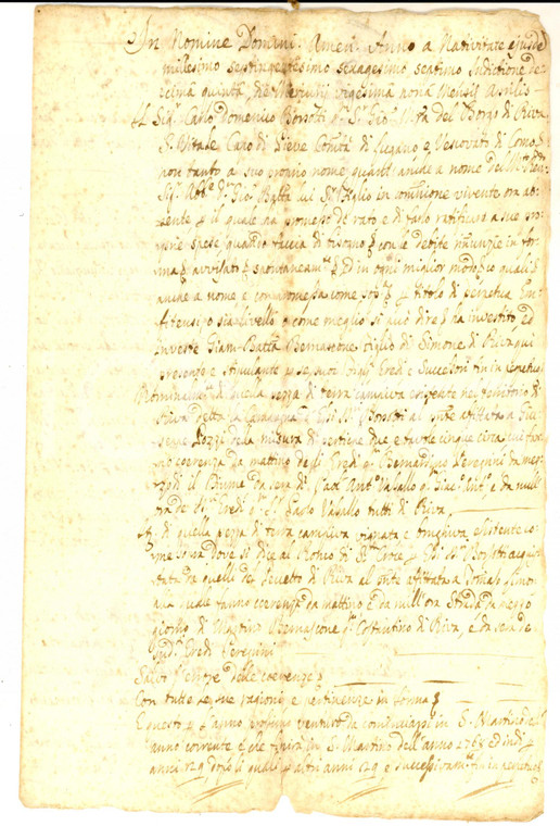 1767 RIVA SAN VITALE Livello di Carlo BORSOTTI pro Giovanni Battista BERNASCONE