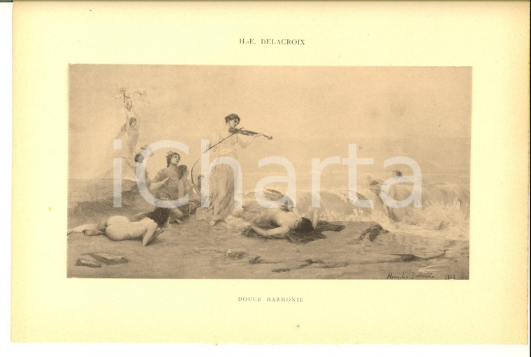 1920 ca ARTE Henry-Eugene DELACROIX Douce harmonie *Stampa 29x21 cm 