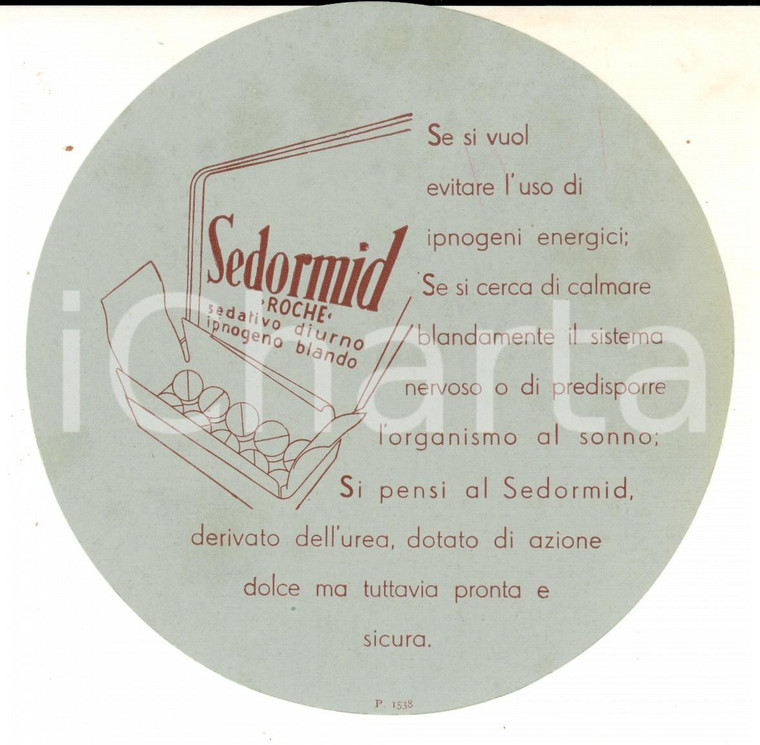 1950 ca FARMACEUTICA ROCHE Sedativo SEDORMID *Volantino pubblicitario