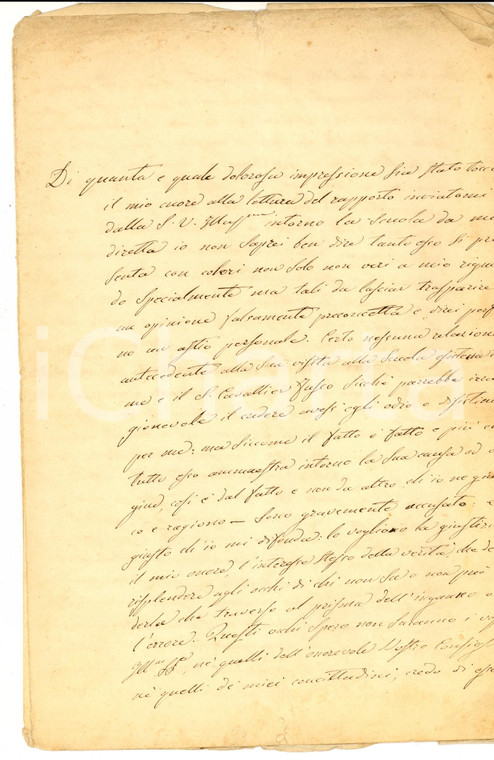 1865 ca PARMA Giuseppe BARILLI si difende da ingiuste accuse *AUTOGRAFO