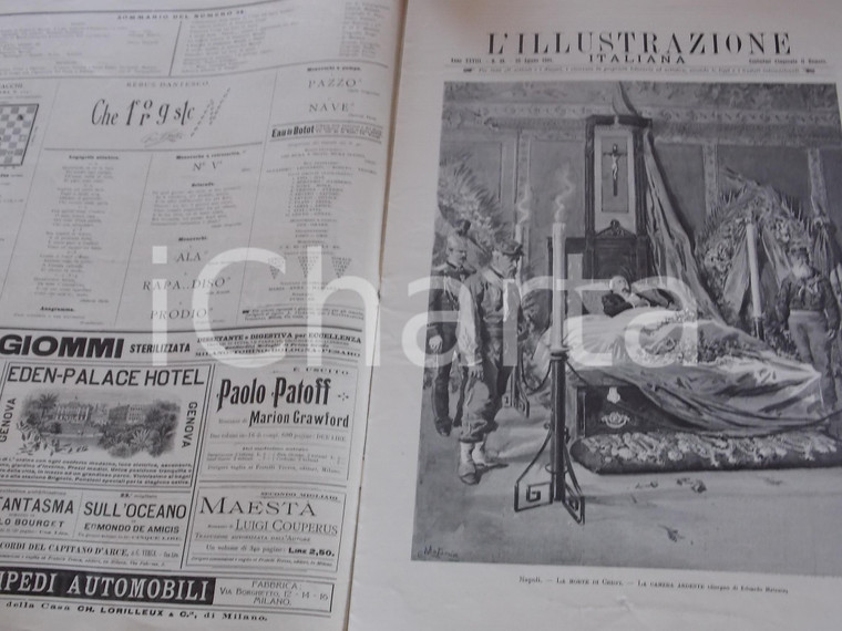 1901 L'ILLUSTRAZIONE ITALIANA I funerali di Domenico Morelli *Sovracoperta
