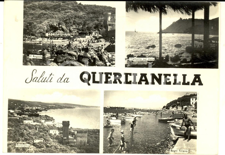 1965 QUERCIANELLA (LI) Vedutine con il ROGIOLO e i BAGNI TIRRENO *Cartolina FG 