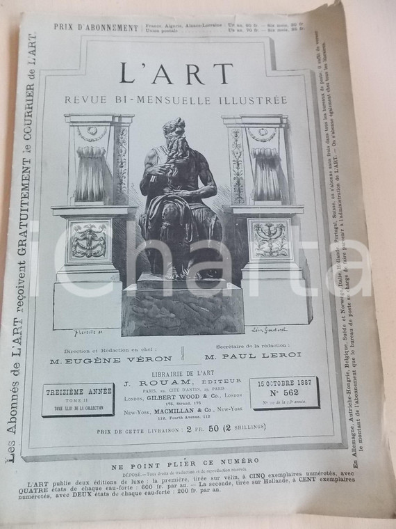 1887 L'ART Marc-Antoine RAIMONDI *Revue bimensuelle ILLUSTREE n° 562 31x44 cm