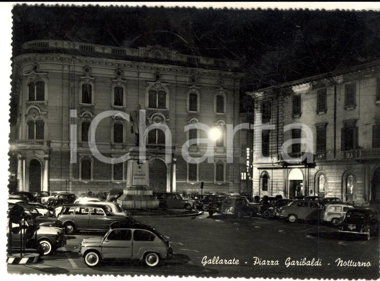 1958 GALLARATE (VA) Piazza GARIBALDI - Notturno *Cartolina FG VG