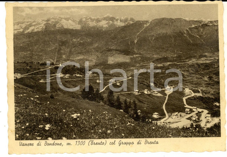 1939 VANEZE DI BONDONE (TN) Panorama col Gruppo di BRENTA *Cartolina FG VG