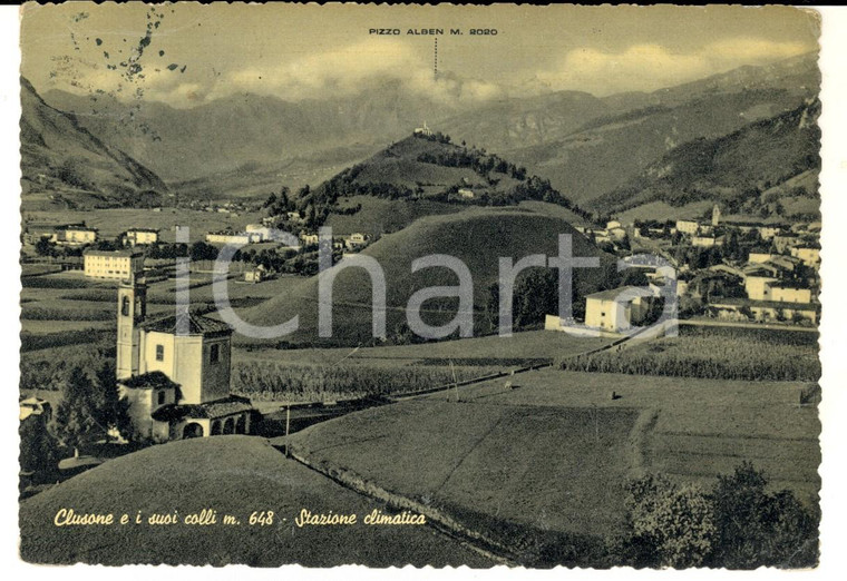 1956 CLUSONE (BG) Panorama con il Pizzo ALBEN *Cartolina postale FG VG