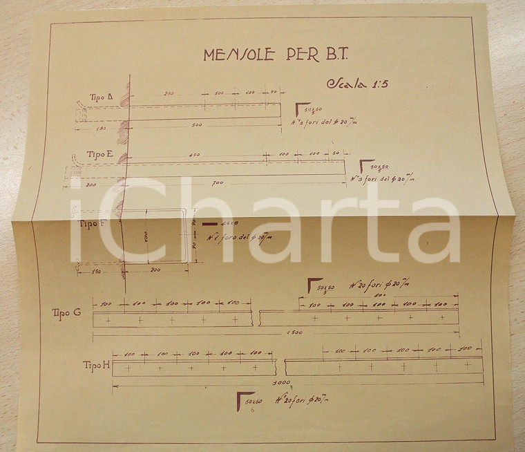 1929 VERONA E.A.G. Mensole per linee a bassa tensione *Progetto 30x30 cm