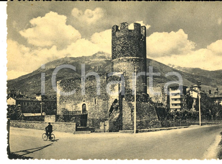 1940 ca AOSTA Torre di BRAMAFAME *Cartolina postale ANIMATA ciclista FG