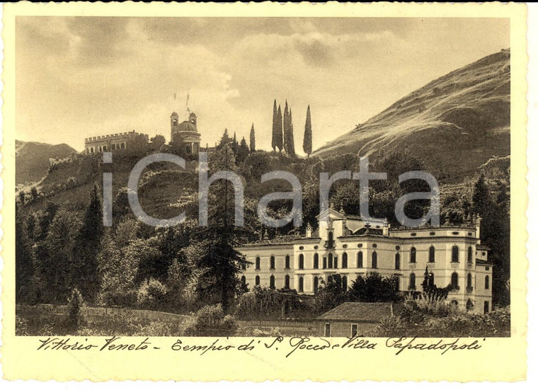 1935 VITTORIO VENETO Tempio di S. ROCCO e Villa PAPADOPOLI *Cartolina FG VG