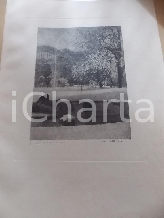 1950 ca D. R.  PERETTI GRIVA - TORINO Giardini Porta Nuova *Stampa 31x42 cm