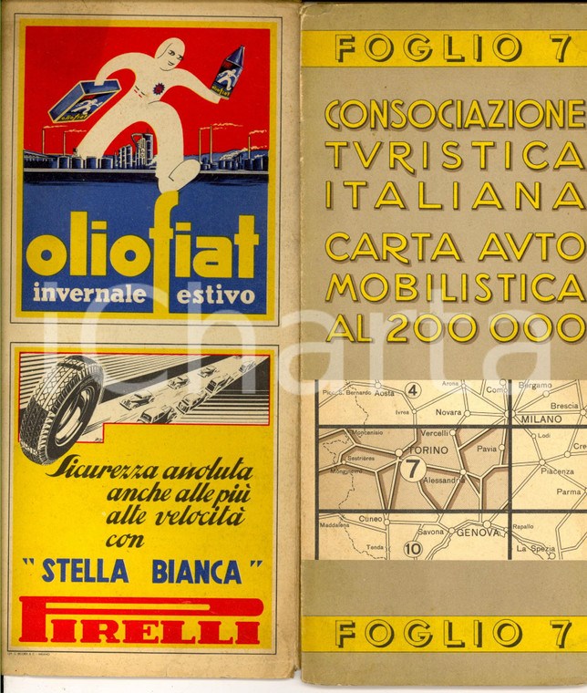 1940 ca CONSOCIAZIONE TURISTICA ITALIANA Carta automobilistica Foglio TORINO