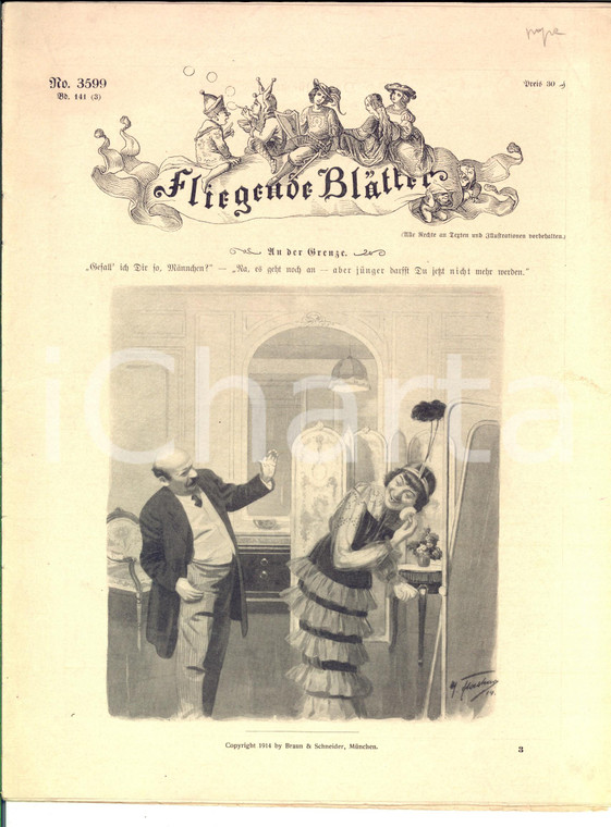 1914 MONACO Rivista FLIEGENDE BLATTER - ILLUSTRATA n° 3599