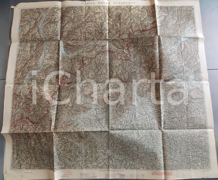 1916 Istituto Geografico Militare CARTA D'ITALIA - Altopiani *Mappa 100x90 cm