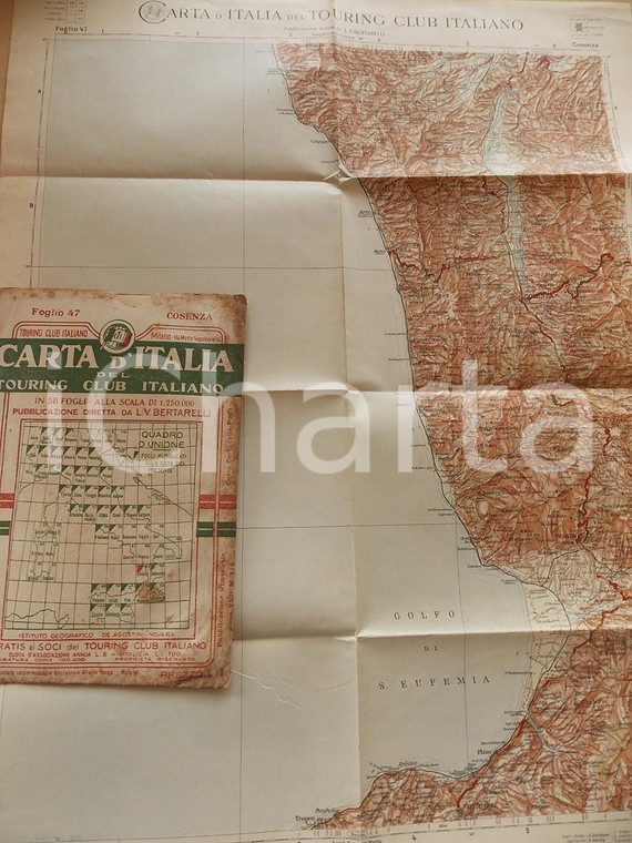 1911 TOURING CLUB ITALIANO Carta d'Italia - COSENZA Foglio n° 47 40x50 cm