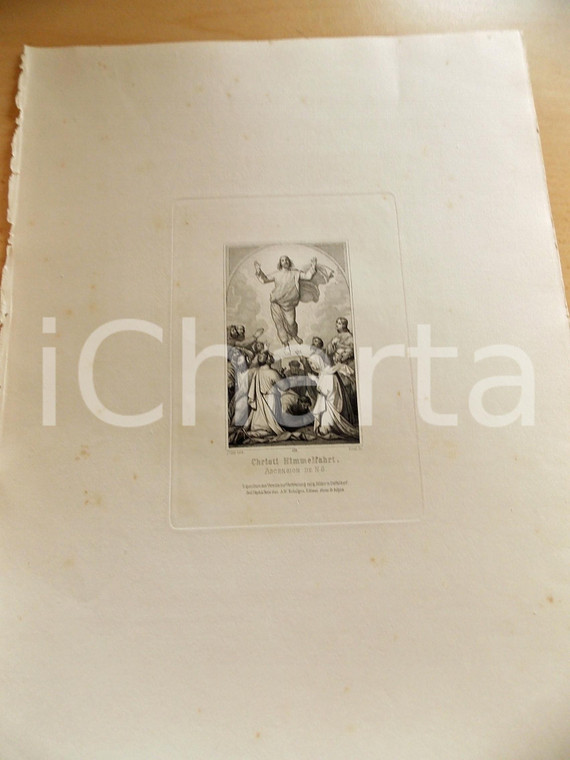 1880 ca ARTE SACRA Christi Himmelfahrt *Stampa inc. EITEL 28x37 cm