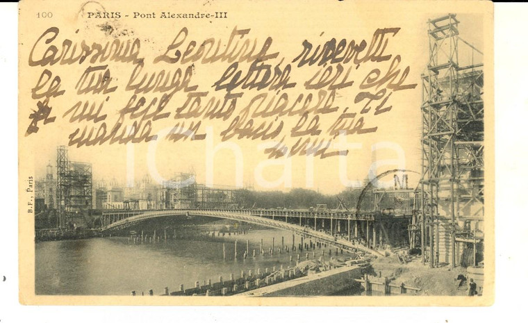 1900 PARIS Pont Alexandre III *Cartolina alla contessa Leontina GIACOBAZZI