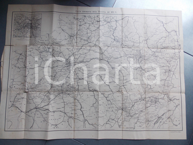 1930 ca Carta sommaria della guerra 1870-71 *Mappa F.LLI TREVES MILANO