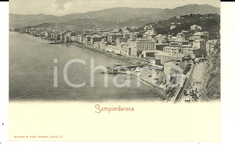 1900 ca GENOVA SAMPIERDARENA Panorama del lungomare *Cartolina FP NV