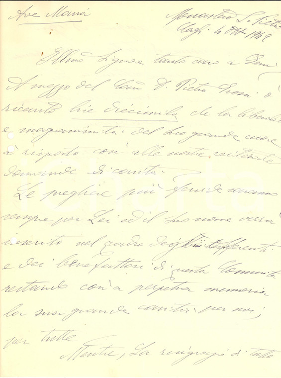 1949 CAGLI (PS) Monastero S. PIETRO - Lettera della badessa Lutgarde MENCHETTI